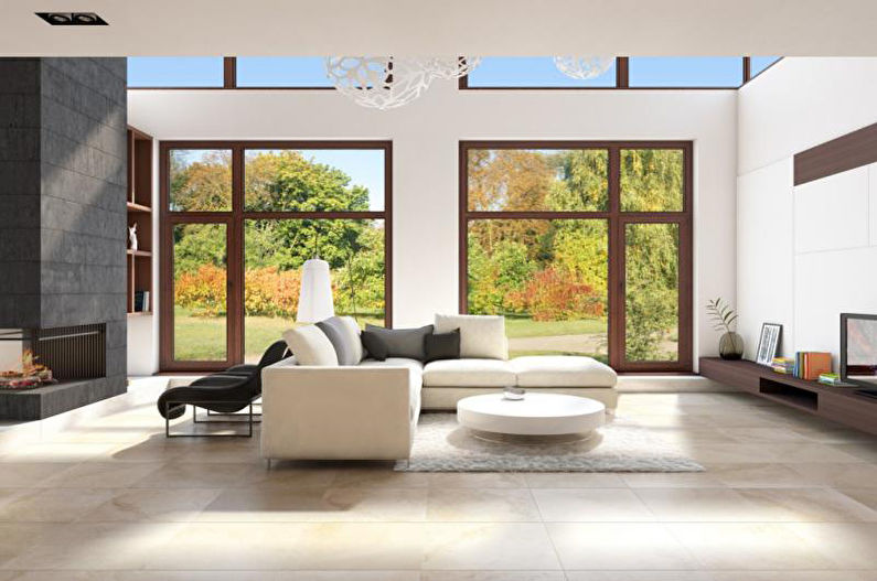Návrh interiéru obývačky v štýle minimalizmu - foto