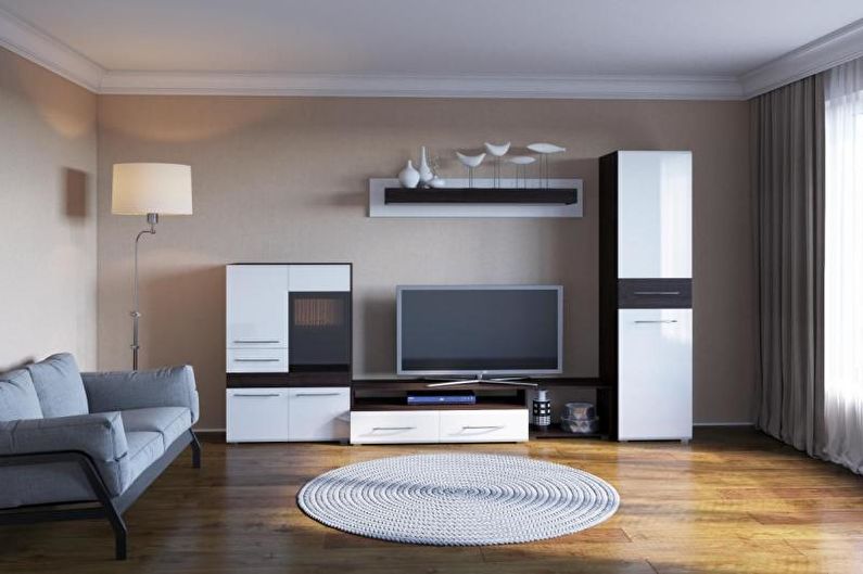 Interiørdesign i stuen i stil med minimalisme - foto