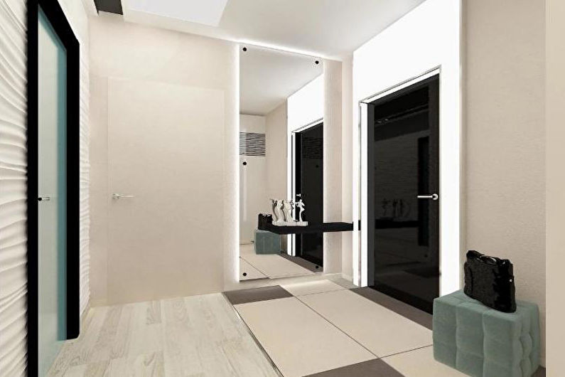 Notranja zasnova hodnika v slogu minimalizma - fotografija