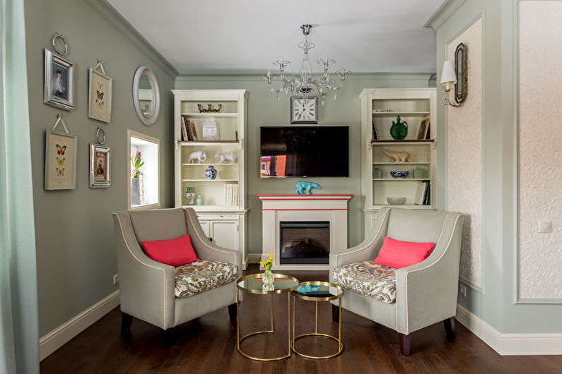 Neoklasický dizajn interiéru obývačky - foto
