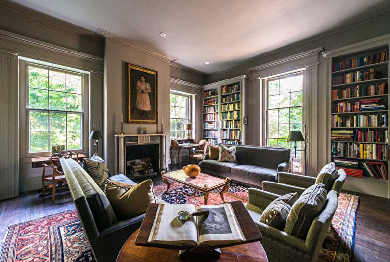 Neoklasický dizajn interiéru obývačky - foto