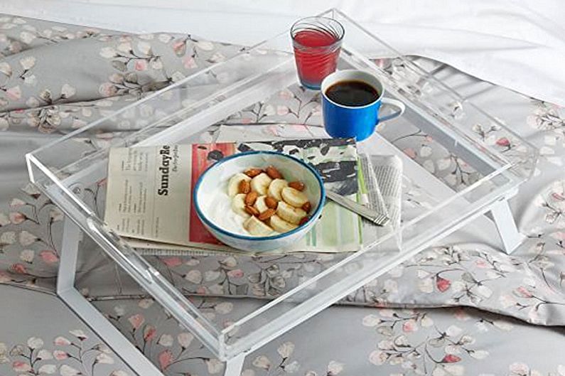 Material para hacer mesa de desayuno en la cama - Vidrio
