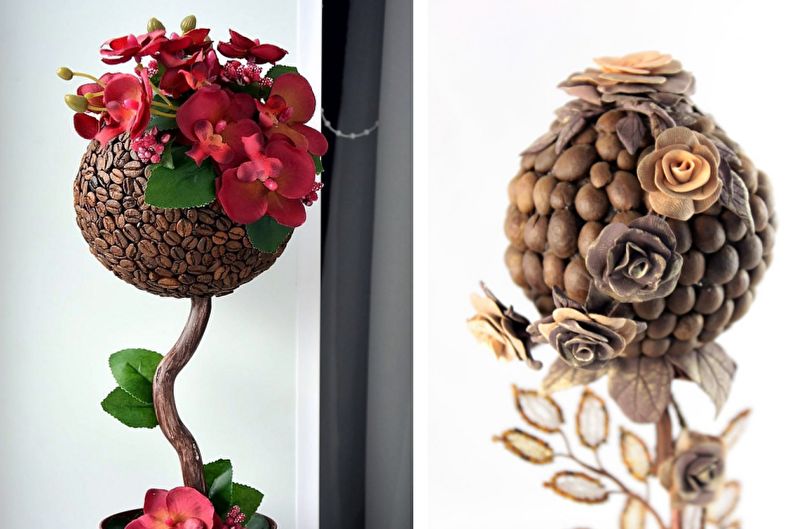 Καφές Topiary Ιδέες - Δέντρο με λουλούδια