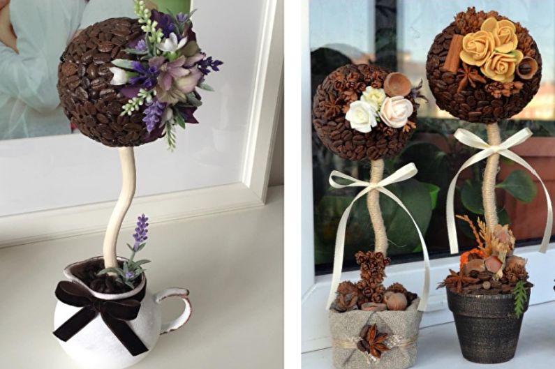 Ideas del topiario del café - Árbol con flores