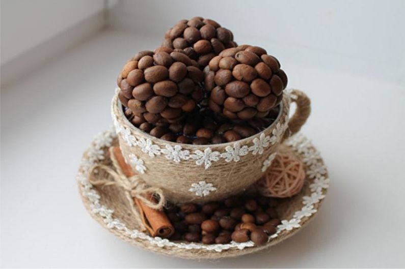 Topiario de café de bricolaje (árbol de café) - foto