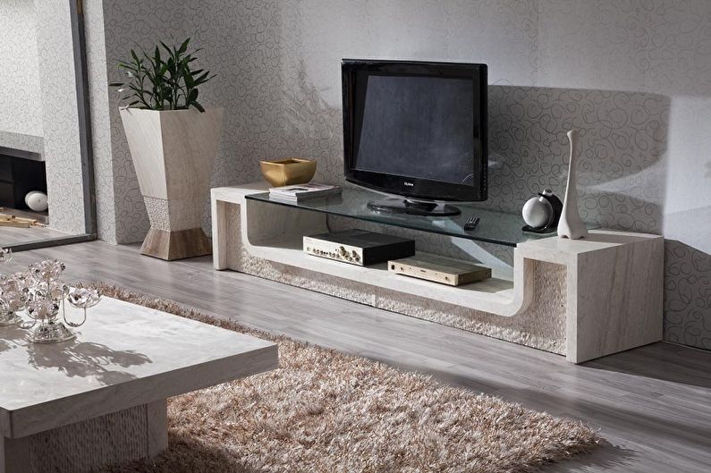 Mesas de TV feitas de materiais combinados