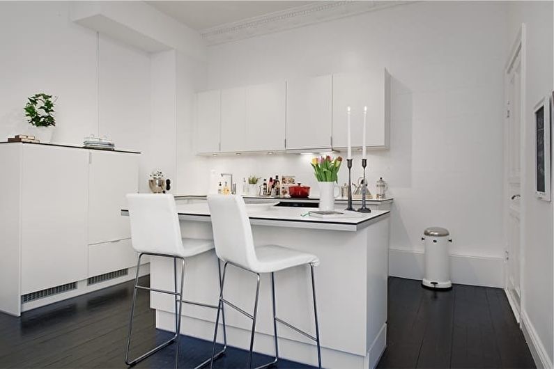 Cozinha de canto minimalista - design de interiores