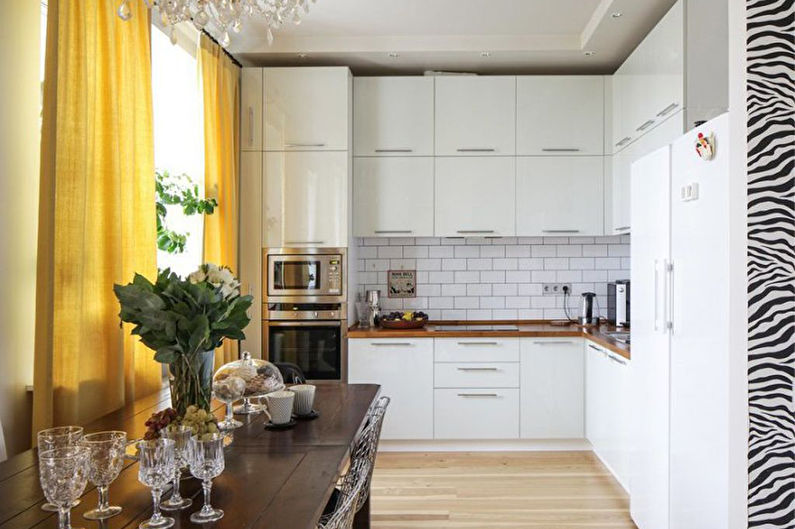 Rohová kuchyňa v škandinávskom štýle - interiérový dizajn