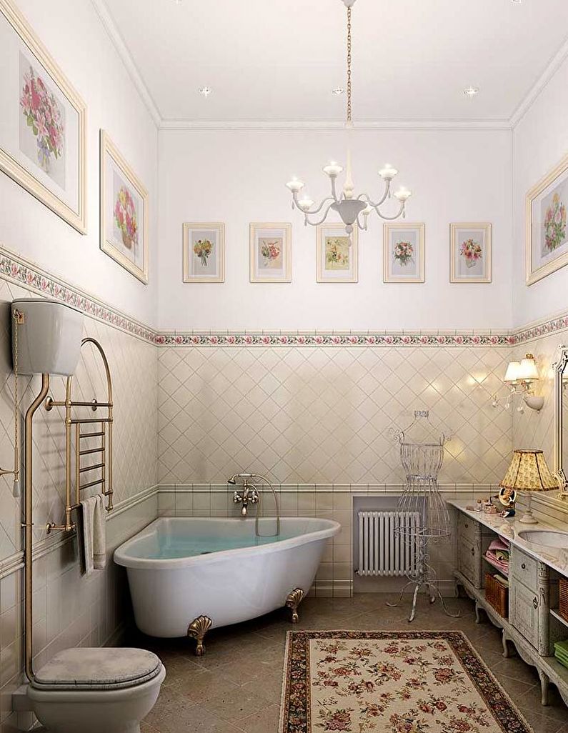 Banheira de canto com design provençal