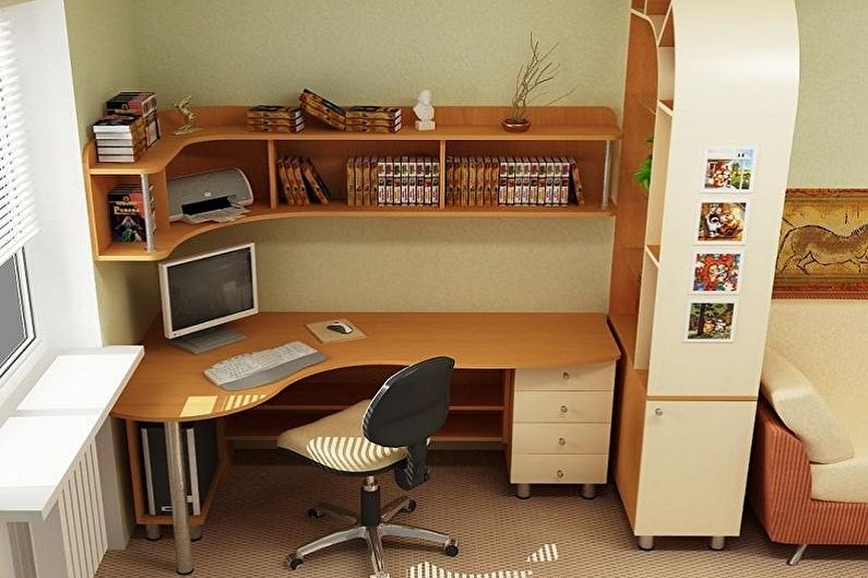Mesa de esquina para computadora hecha de aglomerado