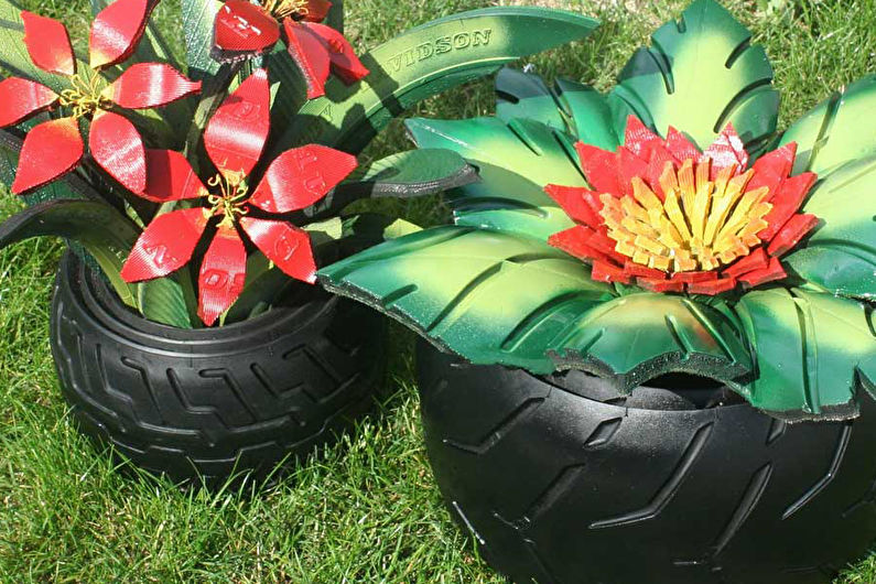 DIY záhradné dekorácie pre pneumatiky