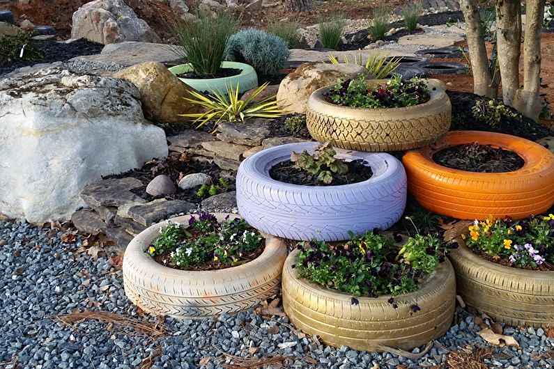 DIY záhradné dekorácie pre pneumatiky