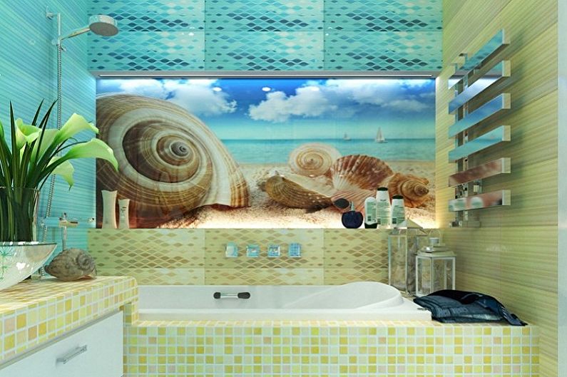 Kúpeľňa 5 m2 v námornom štýle - interiérový dizajn
