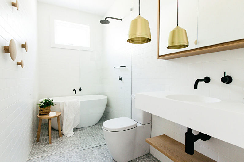 Design interior baie mică în stil scandinav