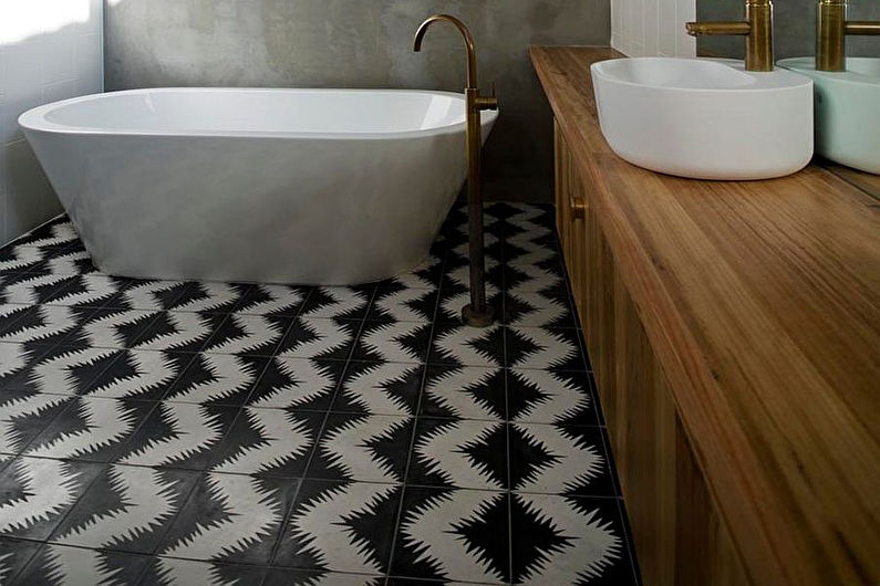 Projekt łazienki w stylu skandynawskim - wykończenie podłogi