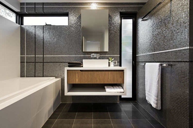 Šedá kúpeľňa v modernom štýle - interiérový dizajn