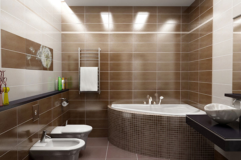 Hnedá kúpeľňa v modernom štýle - interiérový dizajn