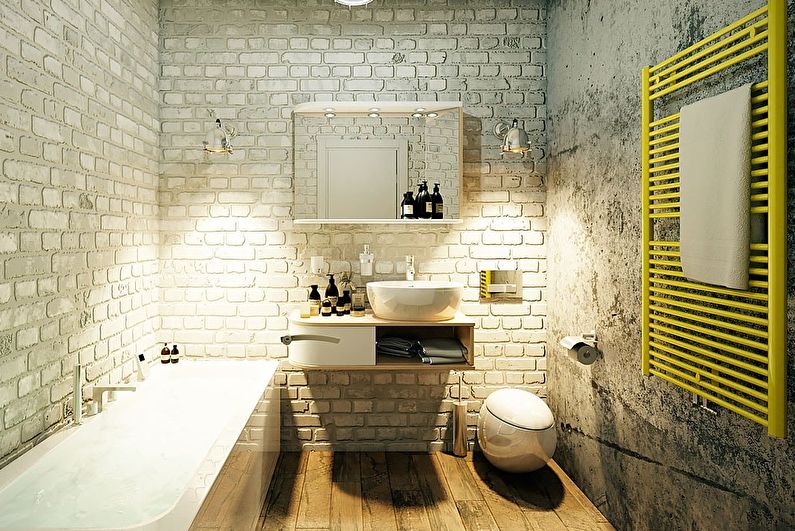 Baño tipo loft gris - Diseño de interiores