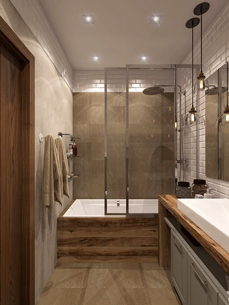 Diseño de interiores de baño estilo loft - foto