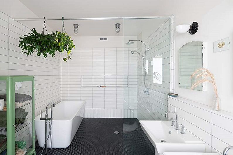 Baño tipo loft blanco - Diseño de interiores
