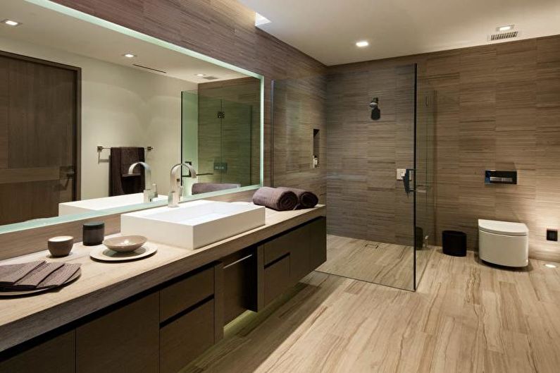 Banheiro de acabamento com ducha - Ladrilhos cerâmicos