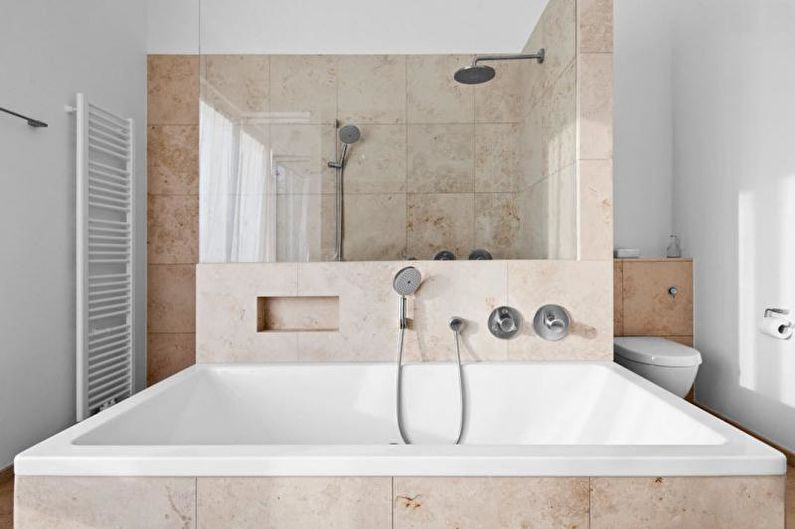 Banheiro de acabamento com ducha - Grés Porcelanato