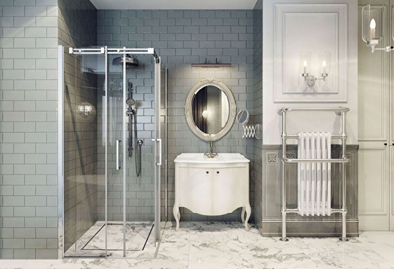 Šedá kúpeľňa v klasickom štýle - interiérový dizajn
