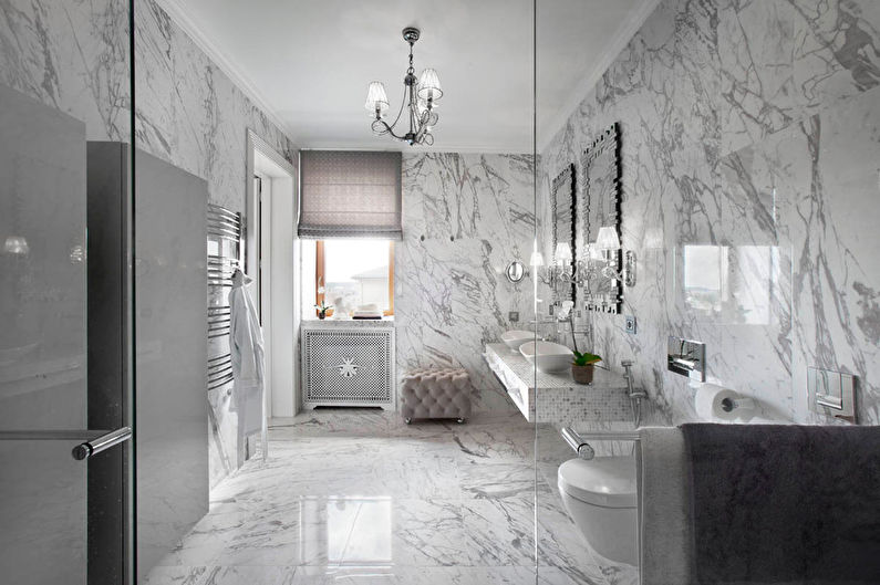 Šedá kúpeľňa v klasickom štýle - interiérový dizajn