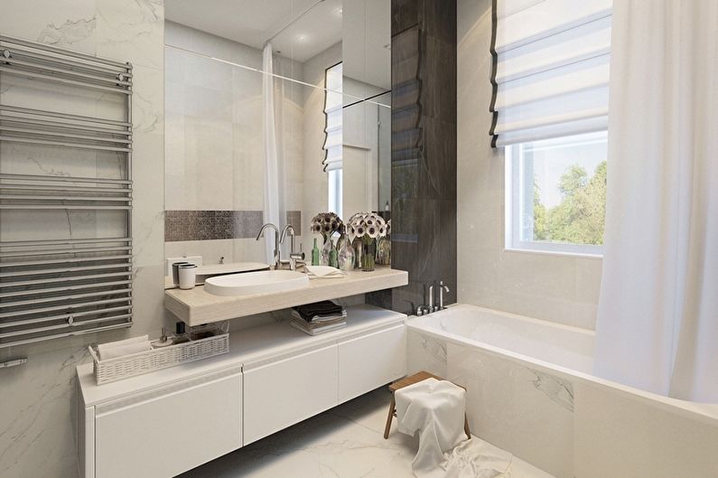 Biela kúpeľňa v štýle minimalizmu - interiérový dizajn
