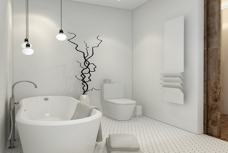 Vitt badrum i minimalismens stil - Inredning