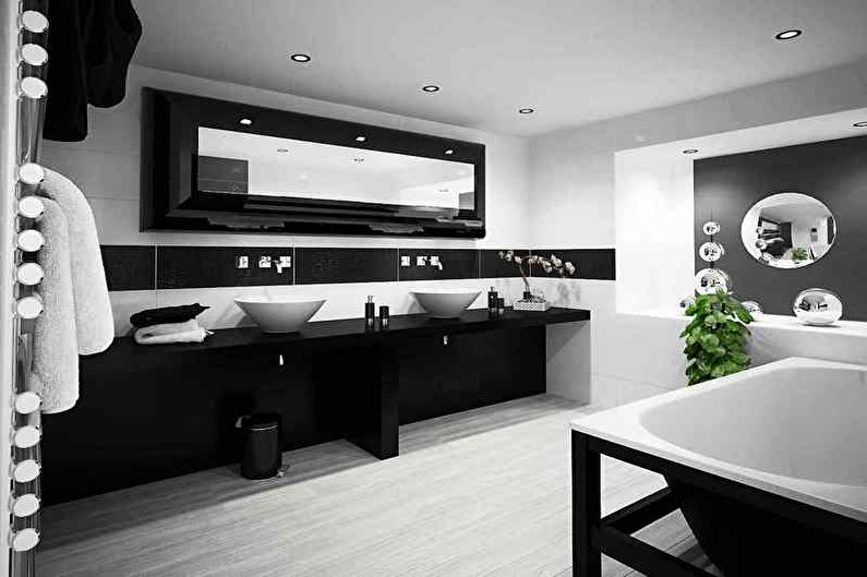 Čierna kúpeľňa v štýle minimalizmu - interiérový dizajn