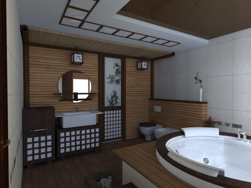 Diseño de baño de estilo japonés
