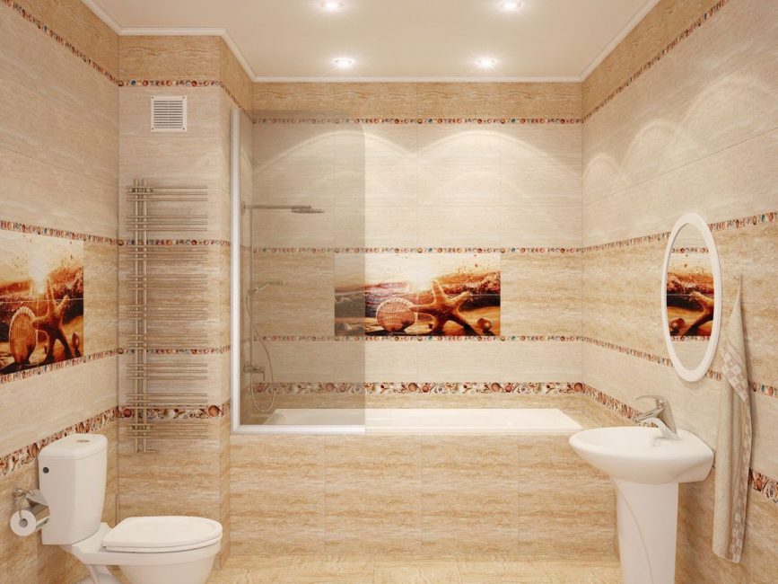 Μοντέρνα άμμος στη διακόσμηση τοίχου μπάνιου