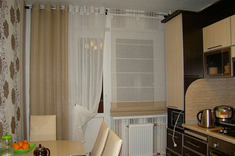 Tipos de cortinas de cocina - Cortinas de tela con ojales
