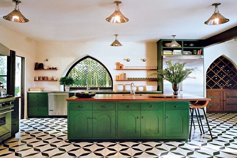 Grønt kjøkkendesign - gulvfinish