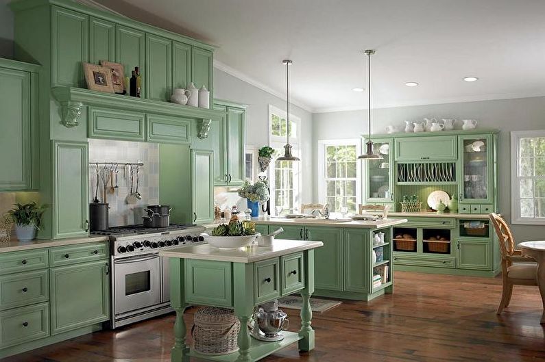 Klassisk grønt kjøkken - interiørdesign