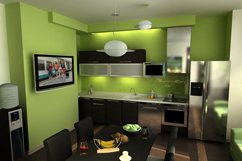 Zelená farba v interiéri kuchyne - foto