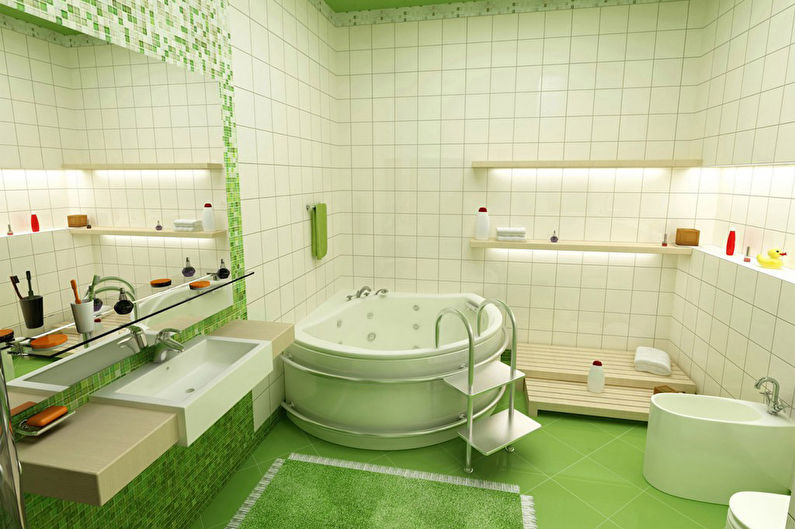 Grønn farge i det indre av badet - foto