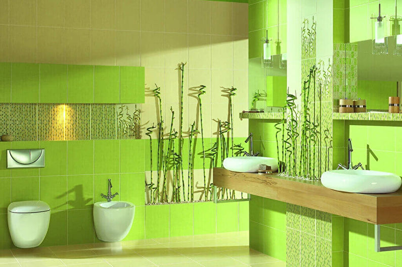 Grön färg i det inre av badrummet - foto