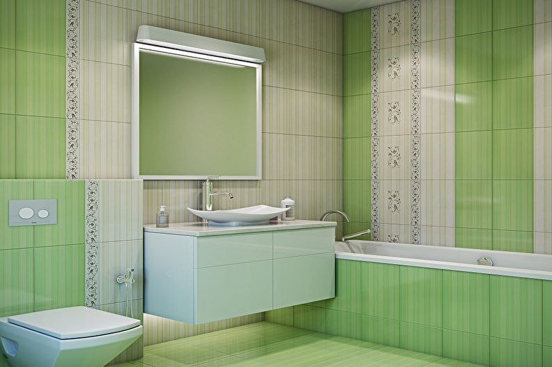 Grønn farge i det indre av badet - foto