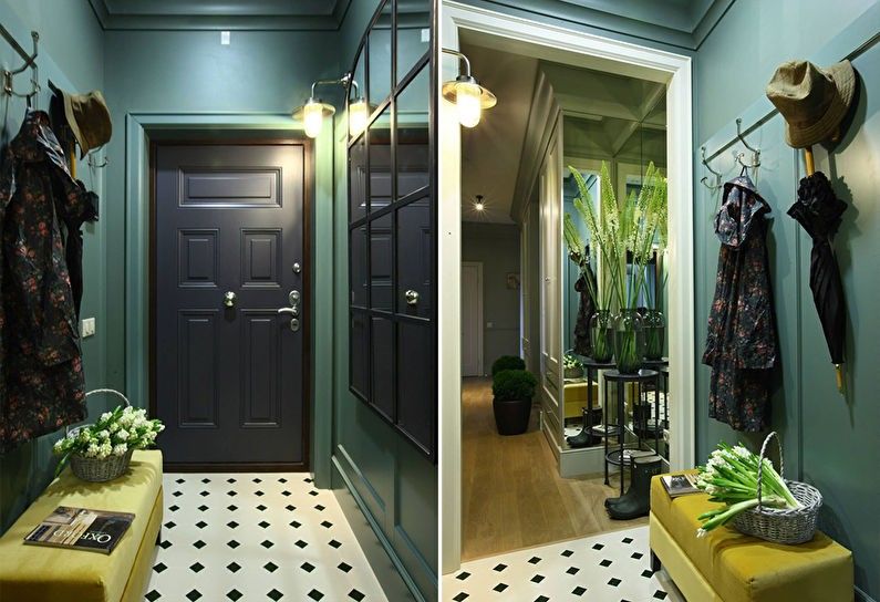 Zelená farba v interiéri chodby, chodby - foto