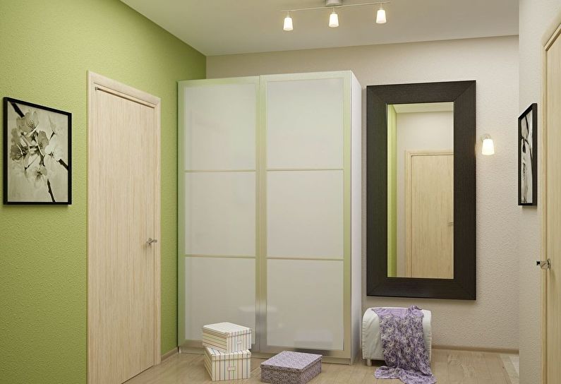 Grön färg i det inre av korridoren, korridoren - foto