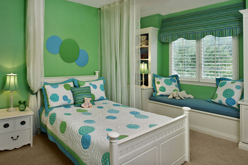 Zelená farba v interiéri detskej izby - foto