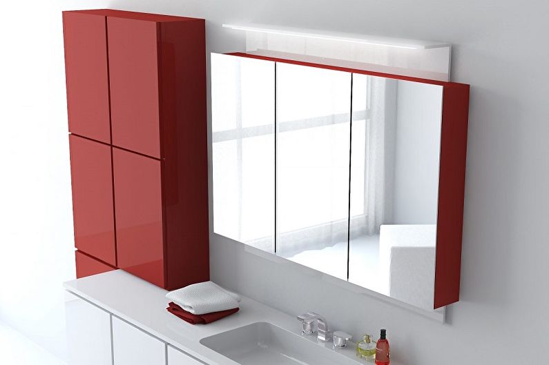 Tipos de espelhos de banheiro - Espelho no design do gabinete