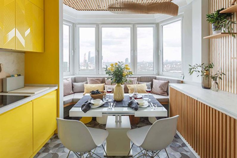 Design de cozinha amarela - móveis