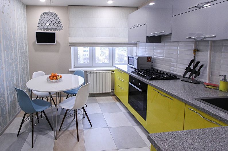 Cozinha amarela em estilo moderno - design de interiores