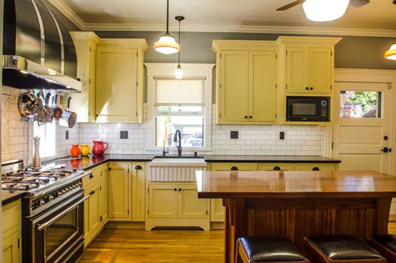 Cozinha amarela estilo country - design de interiores