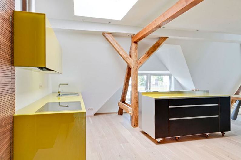 Škandinávska žltá kuchyňa - interiérový dizajn